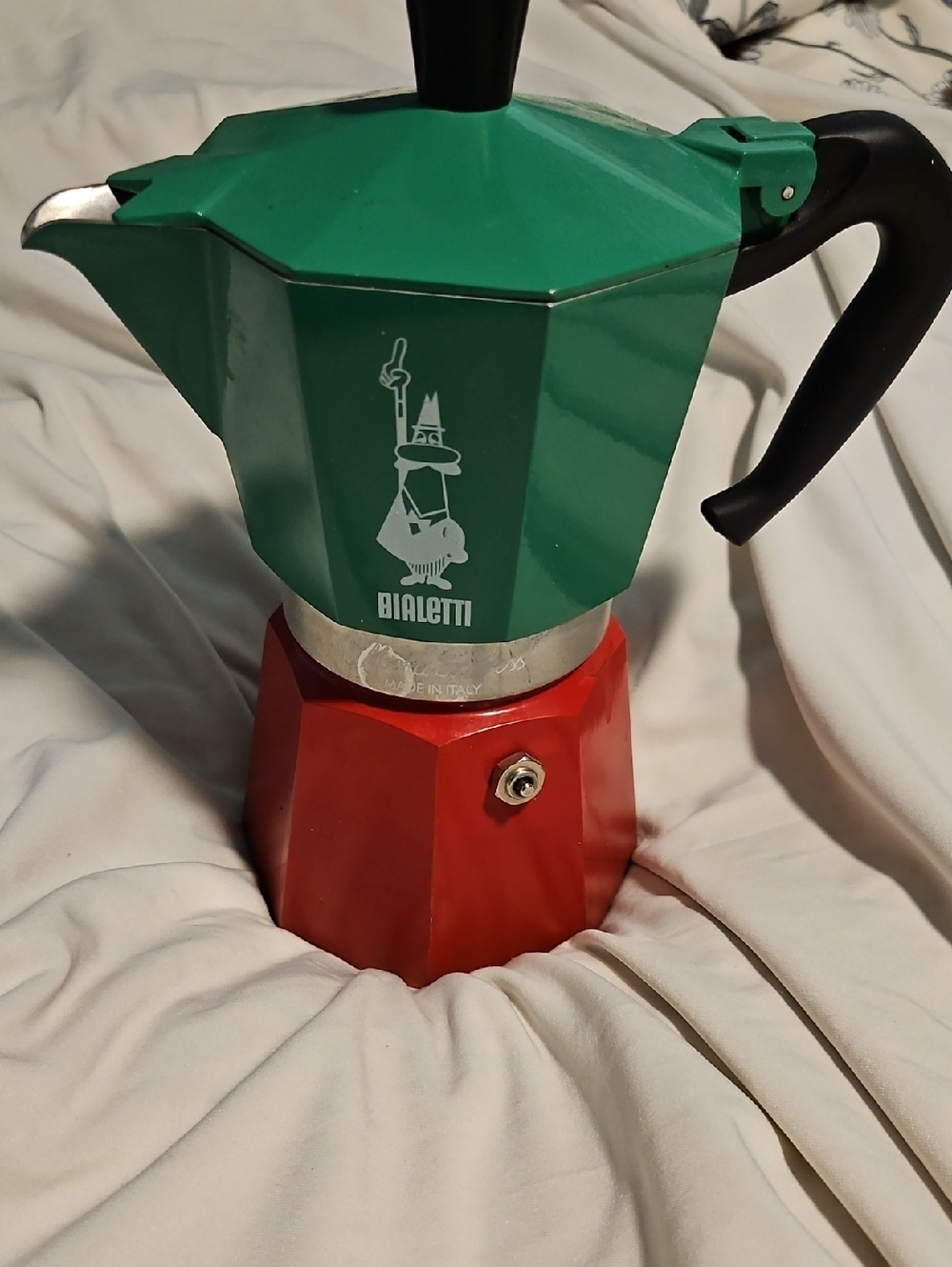Bialetti Two-Tone Green & Red Stovetop Moka Pot - Classic Espresso Maker